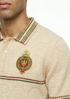 Cream Short Sleeve Polo Shirt Diamond