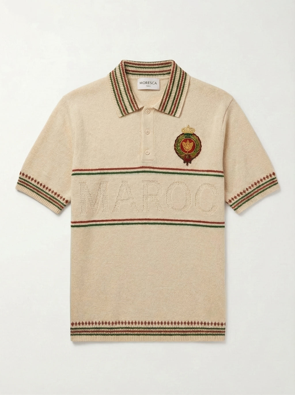 Cream Short Sleeve Polo Shirt Diamond