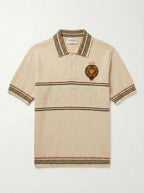 Cream Short Sleeve Polo Shirt Diamond