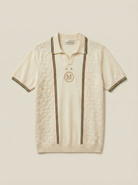 Striped Short Sleeve Polo Shirt Andalou