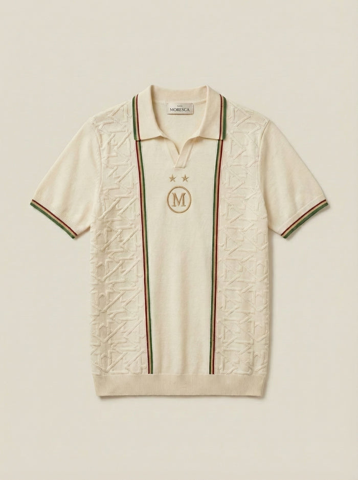 Striped Short Sleeve Polo Shirt Andalou