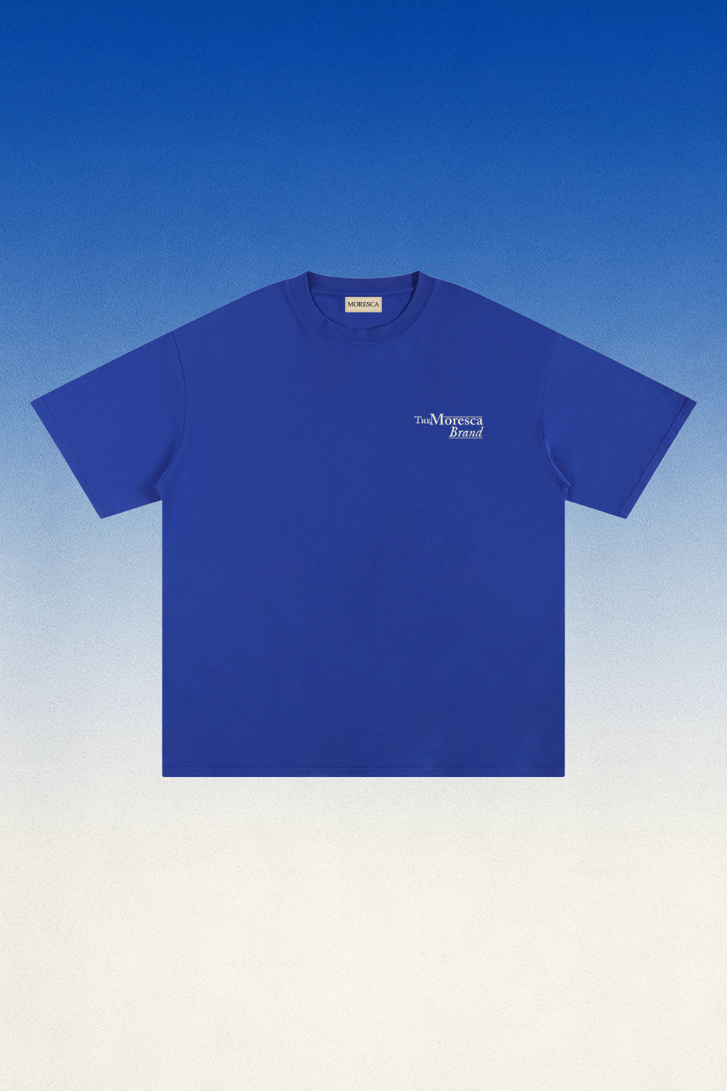 T-shirt Bleu Majorelle Moresca – logo poitrine “The Moresca Brand”, coupe loose unisexe