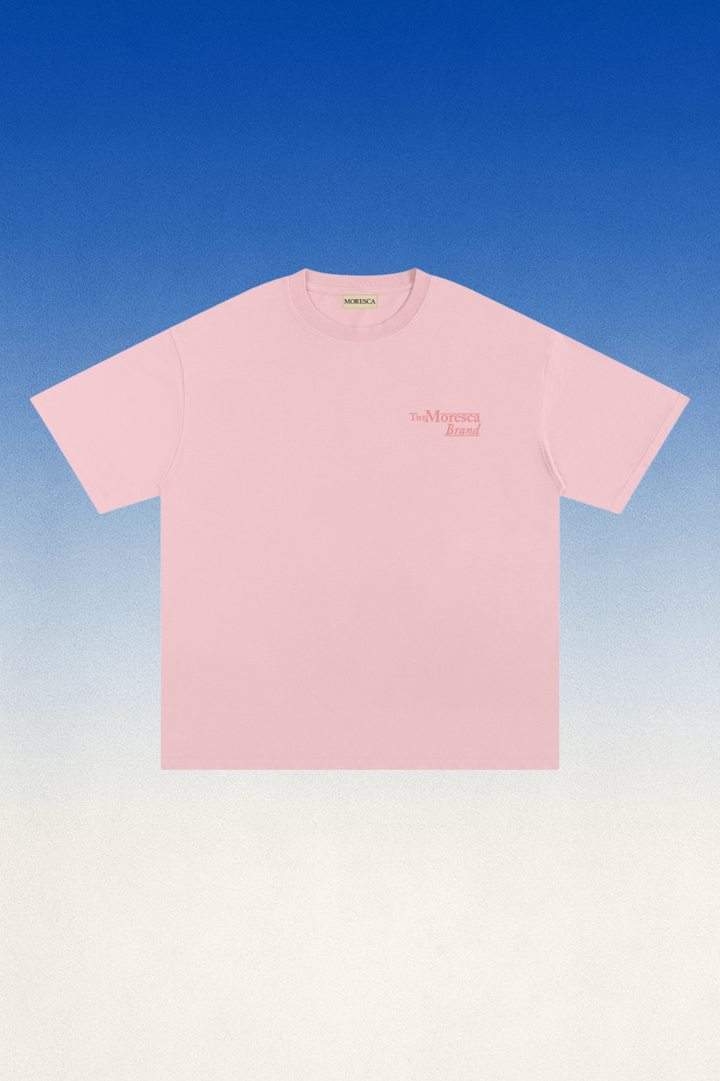 T-shirt Rose Pastel Moresca – logo poitrine “The Moresca Brand”, coupe loose unisexe