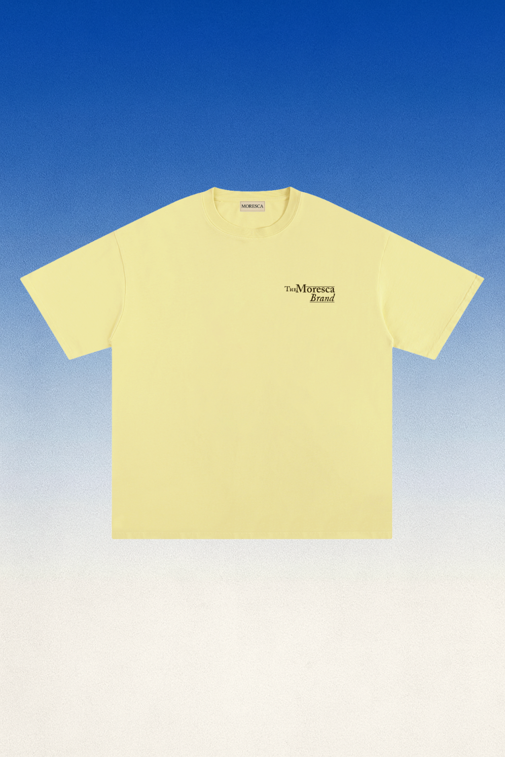 T-shirt jaune pastel Moresca – logo poitrine “The Moresca Brand”, coupe loose unisexe
