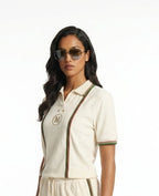 Striped Short Sleeve Polo Shirt Andalou