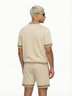 Cream Short Sleeve Polo Shirt Diamond