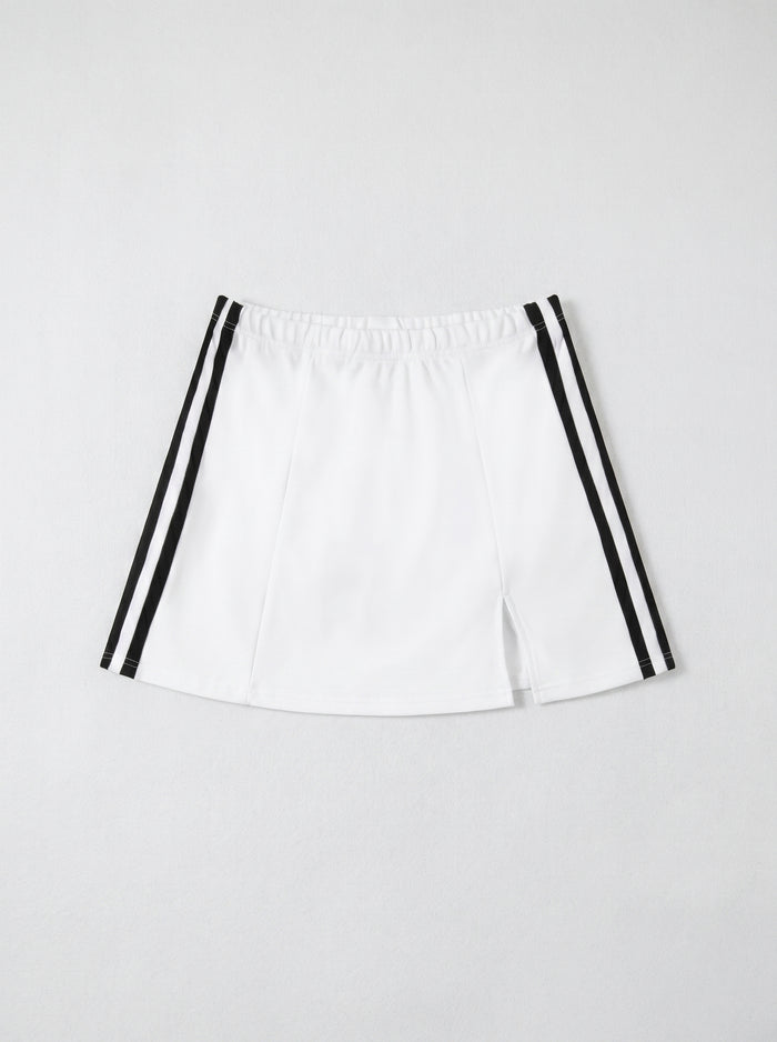 Contrast Side Stripe Slit Skirt